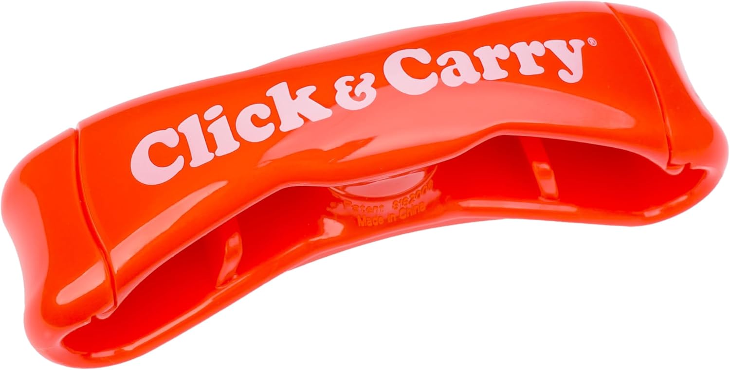 Click & Carry Grocery Bag Carrier with Soft Cushion Grip. Use as a Hands Free Grocery Bag Carrier, Plastic Bag Holder, Sports Gear Carrier & More. Click and Carry with Ease (Red, 1 Pack)